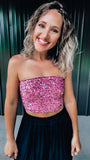 Mauve Sequin Velvet Crop