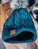 Deep Teal Pom Beanie