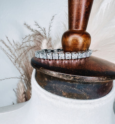 Chunky Silver Rhinestone Bracelet