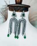 Green & Silver Rhinestone Earrings