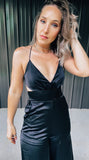 Black Satin Jumpsuit