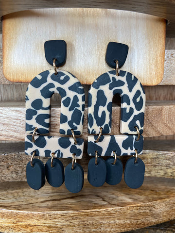 Black & Tan Leopard Tassel Earrings