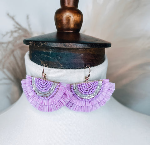 Lavender Raffia Earrings