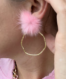 Pink Fur Pom Earrings