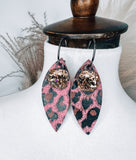Pink Leopard Gem Earrings