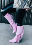 Pink Fringe Boots