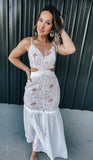 White & Beige Boho Dress