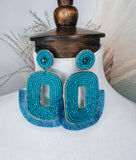 Blue Glaze Beaded Earrings