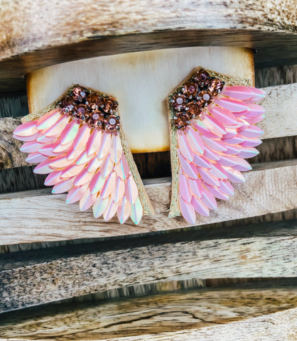 Pink Diamond Wing Earrings