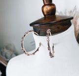Pink Rhinestone Gold Hoop Earrings