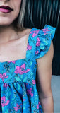 Turquoise & Pink Blossom Dress