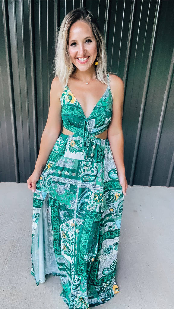 Green Paisley Maxi Dress The Broken Levee Boutique Green Paisley Maxi Dress The Broken Levee Boutique