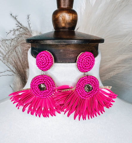 Pink Frayed Earrings