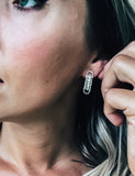 Diamond Cluster Drop Stud Earrings