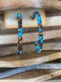 Brown & Blue Crystal Hoop Earrings