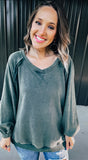 Olive Grey Strappy Sweatshirt