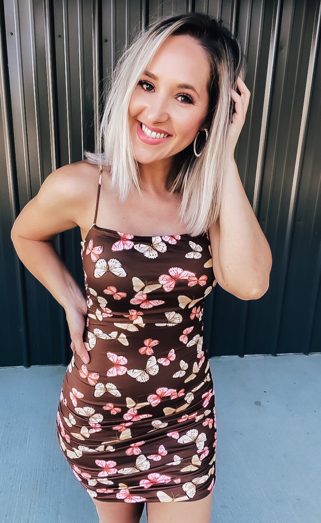 Brown Butterfly Dress The Broken Levee Boutique Brown Butterfly Dress The Broken Levee Boutique